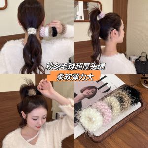 Fall and Winter New Arrival Soft Hair Band Durable Hair Rope Does Not Hurt Hair Thick High Elasticity High Hair Accessory for Ponytail Rubber Band Hair Rope