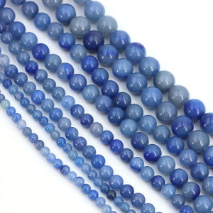 Natural Blue Aventurine Gemstone Beads Round Smooth Stone Bead for Jewelry Making DIY Earring Bracelet Necklace Material 15