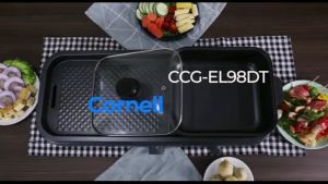 Cornell 2-in-1 Steamboat Pot Roast Fry Pan Non-stick Multifunctional Electric Baking Pan BBQ Grill Pan