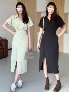 SENWA | Summer Elegant French Style Slim Waist Shirt Dress