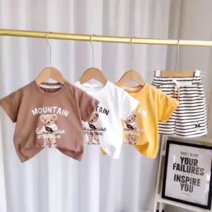 TREEHOUSE boys clothes set Summer Casual Baby Crew Neck Comfortable Short Sleeve Shorts Two-piece Children's Clothing