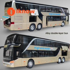Tôi Biết Cao cấp hợp kim hai tầng mô hình xe buýt chi tiết mô phỏng giao thông công cộng đồ chơi cho trẻ em