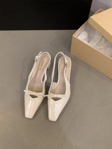 Christy Kathy mid Heel Sandals Womens Summer Elegance Lady Backless Slip-On Fashionable Clog Shoes Low Cut PU Lined Glue-Welded Rubber Outsole