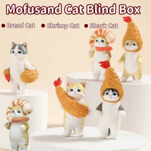 Mofusand Mini Blind Bag Toys Kawaii Fried Shrimp Shark Cat Ornaments Blind Box Toy Creative Gifts