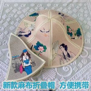 Mùa Hè Mới Vành Lớn Có Thể Gập Lại Mũ Chống Nắng Vải Lanh Chất Liệu Du Lịch Ngoài Trời Câu Cá Chống Nắng Nữ Phong Cách Mũ Mái Vòm Đi Biển