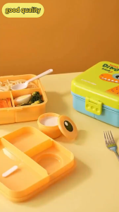 COD Cartoon Dinosaur Bentobox for Kid Double Layered Divided Insulated Lunch Box with