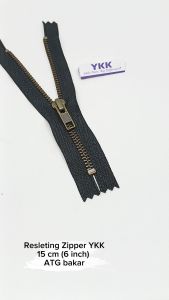 Resleting Zipper YKK Type Gigi Besi 15 cm Atau 6 inch ATG Bakar Kode SK Harga Per Biji