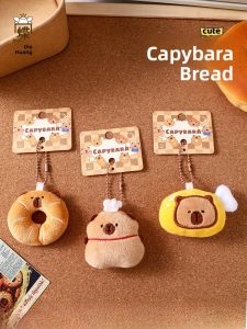 Cute Capybara Bread Plush Toy Keychain Couple Bag Hanging Decoration Small Creative Gift Soft Cartoon Style Keychain Toy