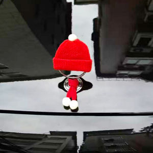 Car Hood Front Chrome Logo Hood Red Christmas Hat Ornament Accessories For Mercedes Benz C E S Class W204 W212 W220 W210 W222