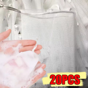 20Pcs Soap Foaming Net Bags Facial Cleanser Soap Exfoliating Mesh Drawstring Bag Shower Body Wash Bathroom Cleaning Supplies