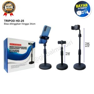 TRIPOD HOLDER STAND HP HD-25 MODEL BERDIRI 360° COCOK BUAT SEMUA JENIS HP