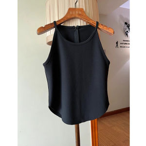 Chantilly French-Style Sleeveless Tank Top Womens Work Clothing Slim Fit Pure Color Top for 18-24 Birthday Party