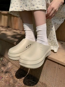 Thick-Soled Slippers Women Closed-Toe Casual Home Sandal Lightweight Anti-Slip Waterproof Wear-Resistant Kasut Selipar
