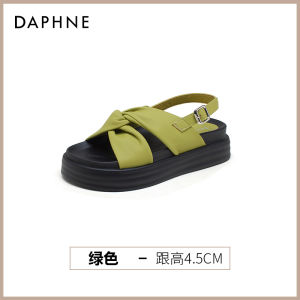 Daphne Womens Thick Heel Sandals Summer Green Versatile Comfortable Beach Roman Slippers Cross Band Casual Style PU Lined