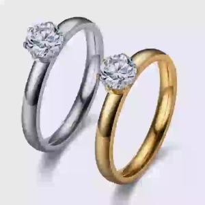 Stainless Steel Diamond Setting Couple Rings For Women Men Engagement Ring Jewelry Valentines Day Gifts