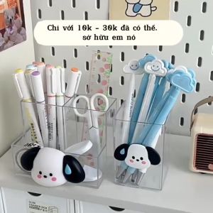 Ống cắm bút trong suốt để bàn trang trí đẹp xinh đựng đồ dùng học sinh makeup nhiều ngăn tặng quà rẻ