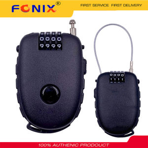 FONIX Cable Lock 4 Digital Combination Bike Motorcycle Helmet Lock Mini Travel Padlock Safety Number Lock with 62cm Retractable Steel Wire for Luggage Bike Outdoor Anti Theft
