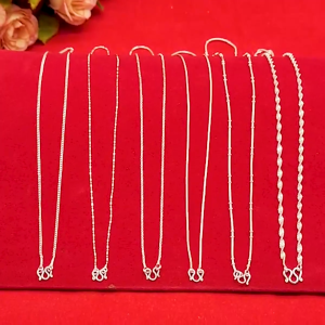 สร้อยคอเงินเส้นเล็ก คละลาย ชุบเงิน ความยาว 18 นิ้ว แฟชั่น ชุบเงิน ใส่ได้ทุกโอกาส ใส่ในชีวิตประจำวันได้ งานสวย พร้อมส่ง