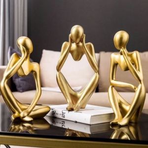 Thinker Sculpture Figurine Home Decor Statues Modern Bookcase Decor Artwork Decor Desktop Ornament