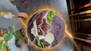 Tranh led 3D đồng hồ điện tử xem ngày giờ nhiệt độ Treo phòng khách trang trí