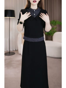 GUBODUO | Popular Thickened Dress Women Autumn Winter Mom Elegant Fake Two-piece