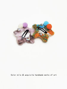 Đáng Yêu Lông Ngôi Sao Kẹp Tóc Màu Chuyển Sắc Sợi BB Cung Tên Bên Nổ Tóc Tay Cầm Phụ Kiện Tóc Thời Trang Bé Gái Phong Cách Hàn Quốc