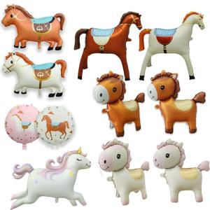 1pc New Cartoon Animal Theme 3D Standing Elk and Cute Horse Multiple styles Aluminum Film Balloon Children Birthday Party Decor