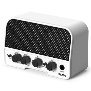 LEKATO 5W Portable Guitar Amp with Rechargeable Battery 6H Playtime Headphone Jack for Silent Practice BT Aux Input