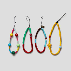 Handmade Cartoon Style Short Mobile Phone Chain Bead Pendant Handbag Strap Digital Accessories Colorful Unique Ins Design