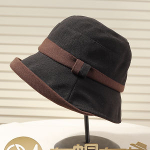 Elegant Patchwork Fisherman Hat Womens Shopping Street Style Bowler Hat Autumn Winter round Top Wide Brim Geometric Block Pattern