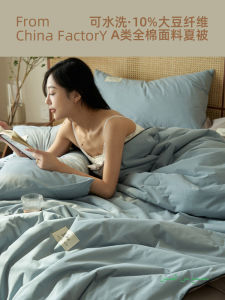 Washable Pure Cotton Summer Cool Quilt Four-Piece Set Single Thin Duvet Shell Soybean Spring Autumn Air Conditioner Quilt