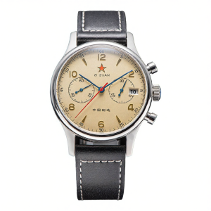 Sugess Vintage 1963 Mechanical Mens Watch Aviation Timing 21 Diamond ST1901 Chinese Made round Dial Leather Strap Wristwatch