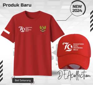 KAOS  BONUS TOPI HUT RI 79 TAHUN LOGO TERBARU // NUSANTARA BARU INDONESIA MAJU // KAOS DISTRO ADEM // KAOS HUT RI 2024 / KAOS AGUSTUSAN