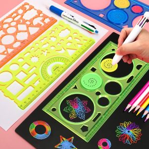 Bộ Khuôn Vẽ Spirograph Bộ Khuôn Mẫu Nghệ Thuật Sáng Tạo Hình Học Dành Cho Trẻ Em Đồ Chơi Giáo Dục Với Nhiều Mẫu Thiết Kế Hoa Có Thước Kẻ Bằng Nhựa Đi Kèm