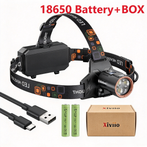 2600000LM High Power LED Headlamp Rechargeable Headlight 18650 Head Flashlight Fishing Hunting Head Torch With Red Warning Light