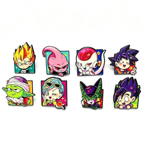 Bandai | 8pcs Cartoon Anime Dragon Ball Anime Lapel Pins Cute Manga Merchandise Badges Adorable Dragon Ball Goku Vegeta Character Brooche