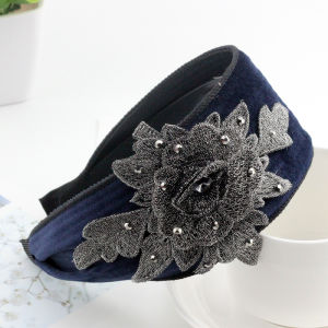 Korean Style Headband Non-Slip Gold Velvet Fabric Large Flower