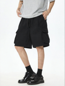 JEENSYIU | Quần Short Đa Túi Phong Cách Đường Phố Mỹ Vải Cotton Bép Màu Khaki Mới Về Hè