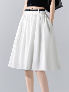 DAIXIANGFEIZI | Summer Small Figure High Waisted A-line Slimming Icy Silk Skirt