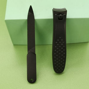 Portable Double-Sided Stainless Steel Nail File for Professional Nail Art Grey Nail Polishing Strip High-End Black Nail Scissors