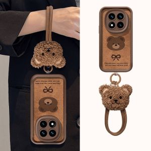 Hot Sale Phone Case Redmi Note 14 Note 14 Pro Note14 Pro 4G New Cute Creative Trend Fashion Brown Bow Tie Bear All Inclusive Silicone Casing with 3D Doll Lanyard 2025