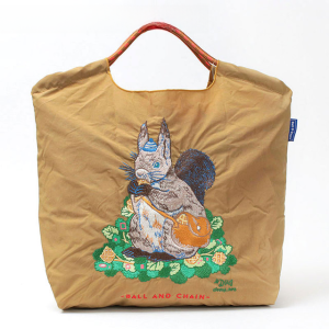 Eco-Friendly Embroidered Nylon Shopping Bag Crossbody Handbag Large Capacity Womens Bag Casual Style Drawstring Closure