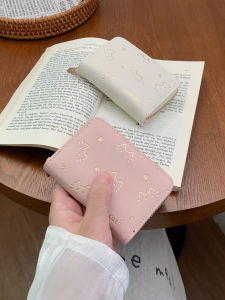 Cute Cat Design Multi-Card Slot Compact Wallet Womens Zipper Style Accordion Card Holder Fashionable Small Size PU Leather