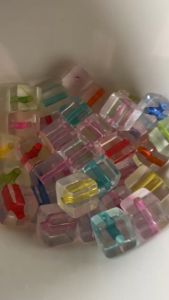 50 pcs Cute Transparent Acrylic Square beads size 8mm Mix Colors for diy crafts beading accessories
