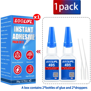 LOOLIFL | LOOLIFL 495 Super Glue Cyanoacrylate Instant Adhesive High Strength for Metal Plastic Rubber Wood Bonding DIY Fast Curing Tool