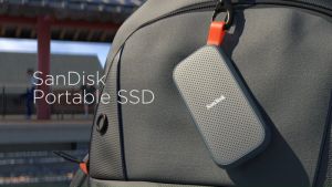 SanDisk Portable SSD 1TB high-speed external SSD equipped with USB 3.2 Gen 2 and Type‑C to A cable. It delivers read speeds up to 800MB/s and features 2‑meter drop protection for durable reliable on‑the‑go storage.
