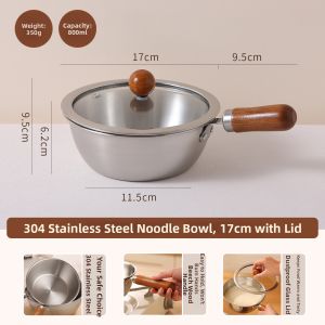 304 Stainless Steel With Lid and Handle Meal Bowl