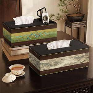 New Chinese Style Leather Tissue Box Home Living Room Hotel Multi-functional Tea Table Storage Box Dust-proof Design Rectangular