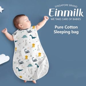 Einmilk Baby Sleeping Bag Open Feet Adjustable 6 Layers Cotton Breathable Jumpsuit Sleep Wear For Toddler