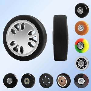 Suitcase Replacement Spinner Wheels 4PC Rubber Luggage Wheels with 2 Size Axles Mute Flexible Smooth for Damaged Luggage Trolley Caster Repair 55mmx12mm60mmx12mm